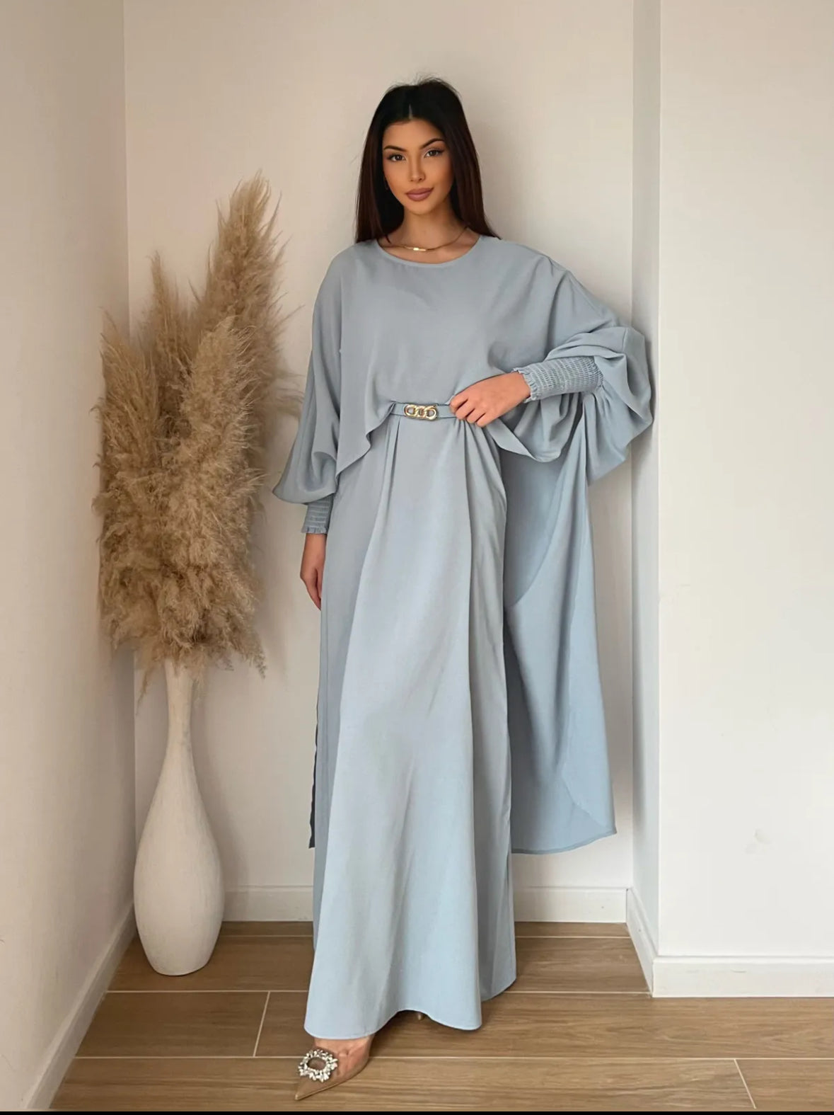 DRESS WITH CAPE SET AND BELT