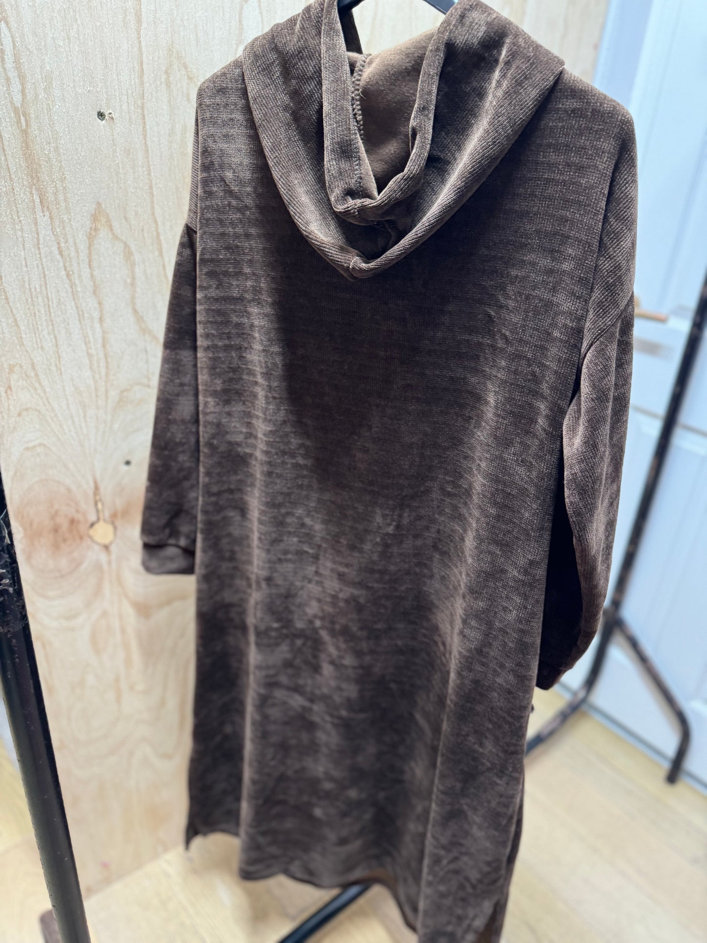 VELVET TOUCH HOODIE DRESS WITH POCKET
