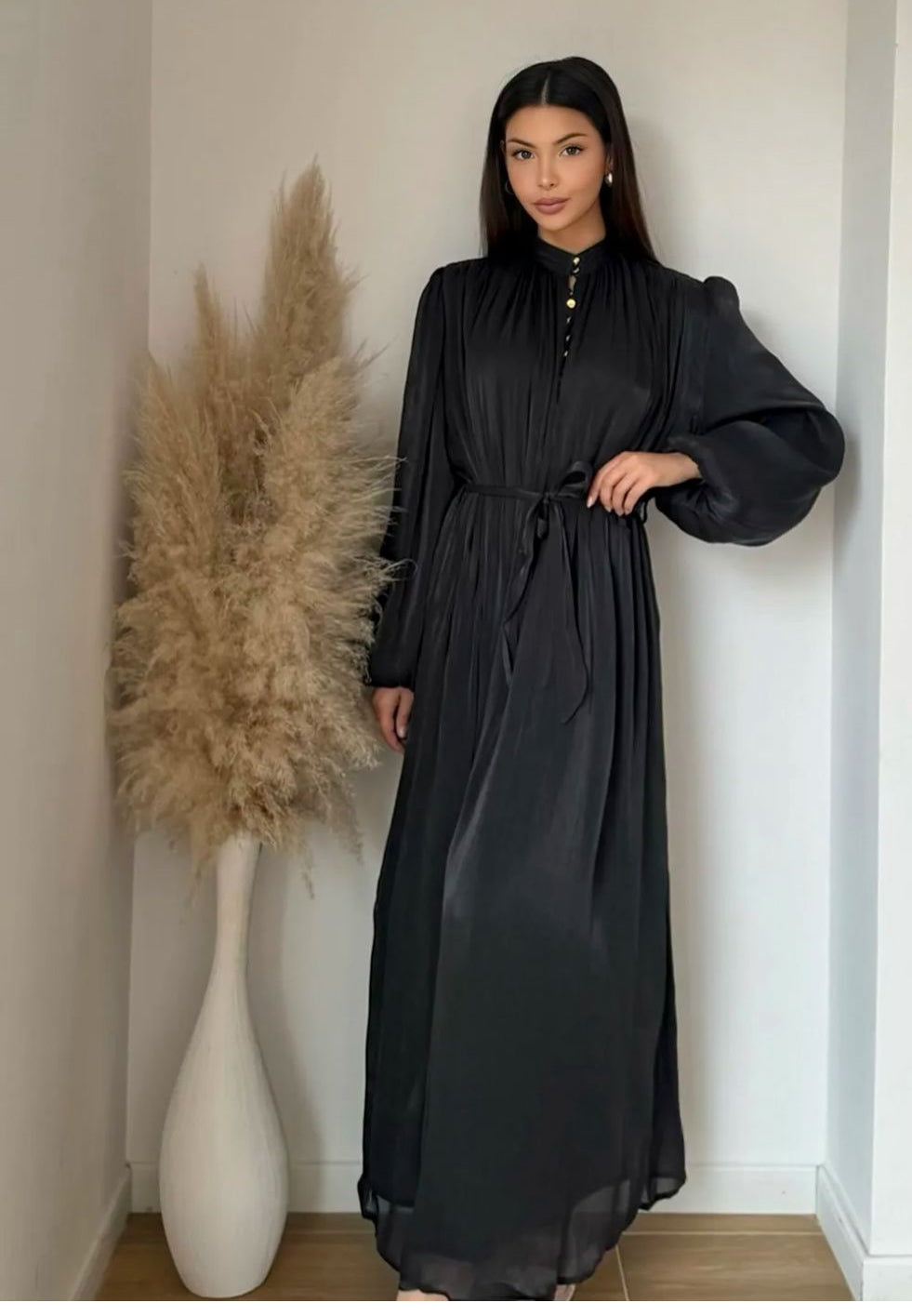 SUPER SOFT ROBES MATERIAL BLACK DRESS
