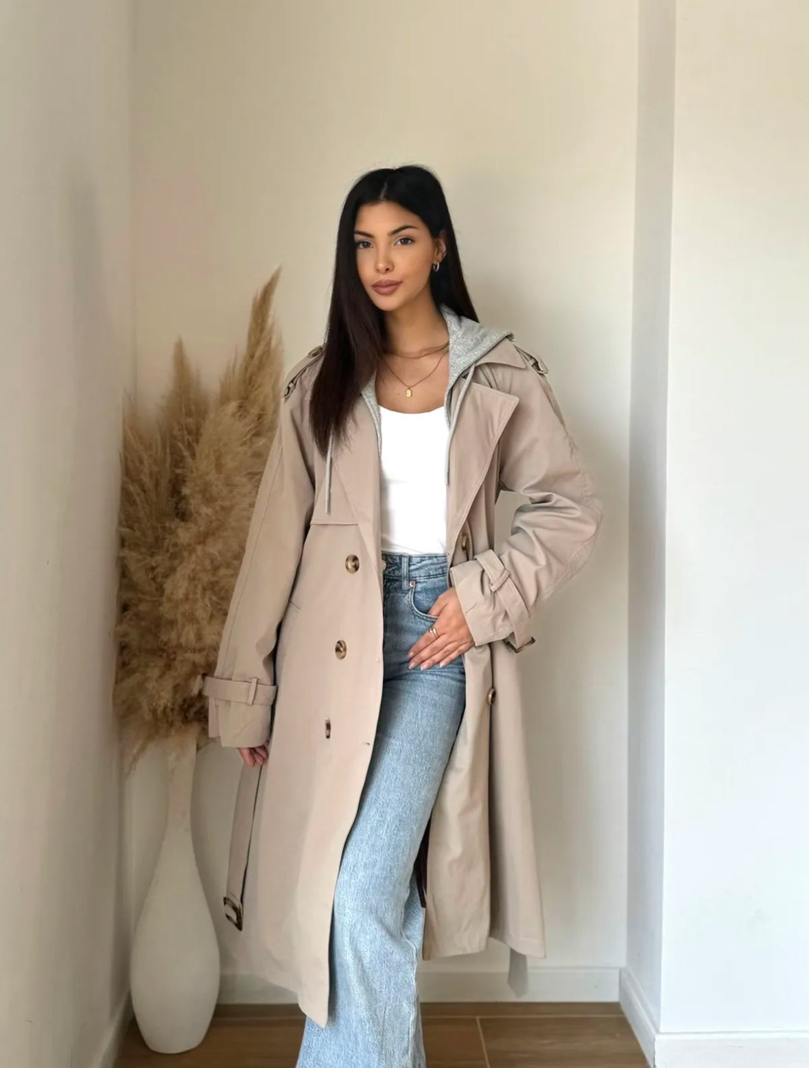HOODED TRENCH COAT