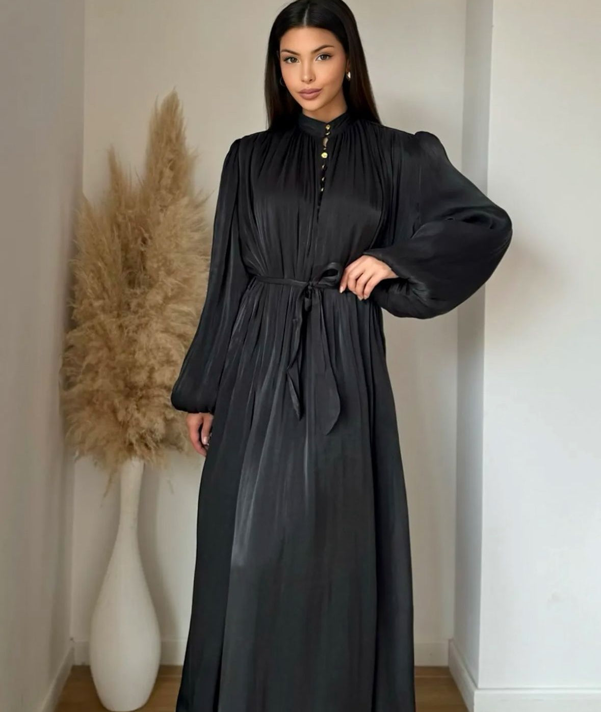 SUPER SOFT ROBES MATERIAL BLACK DRESS