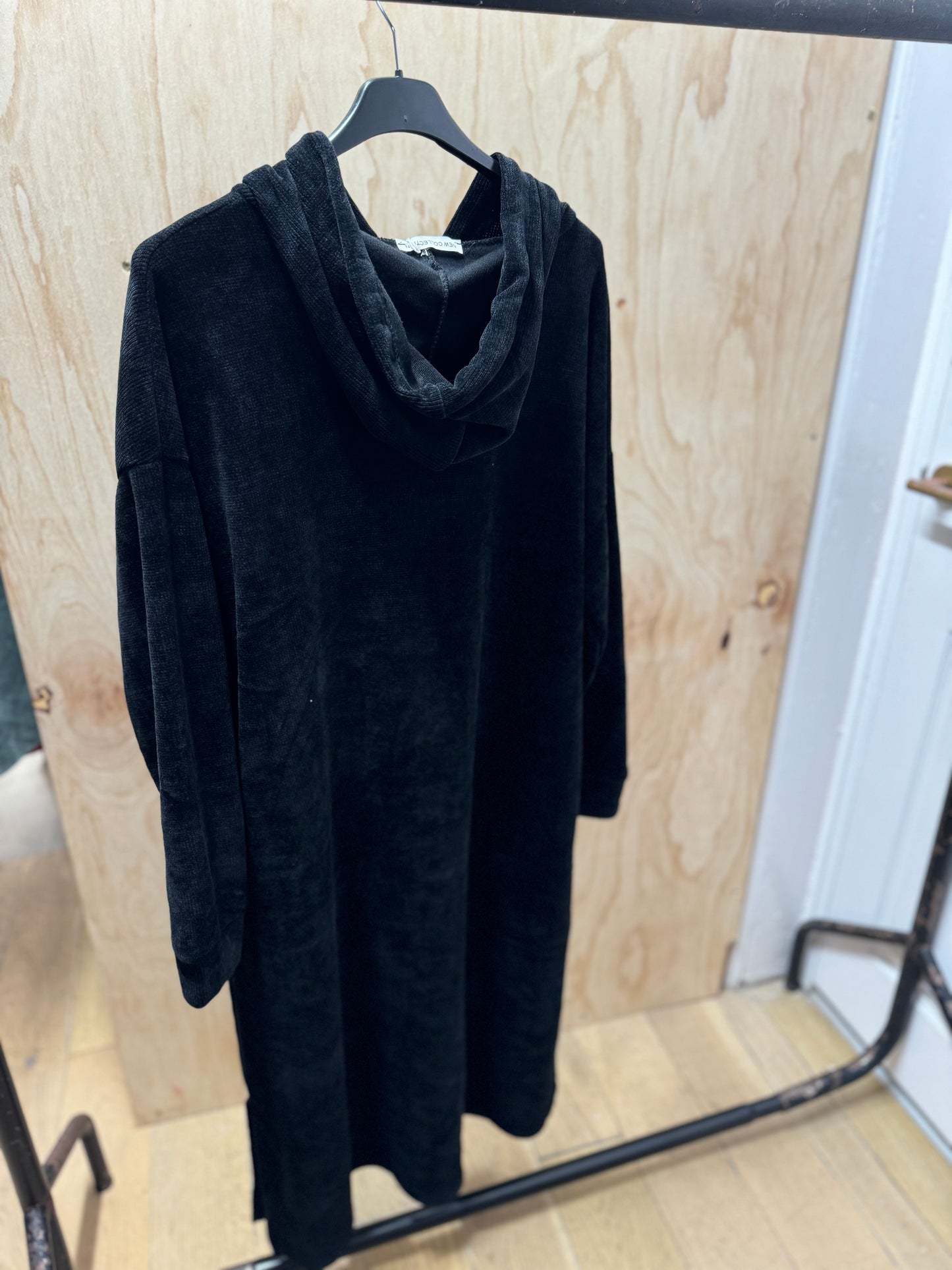 HOODIE DRESS VELVET TOUCH( black)