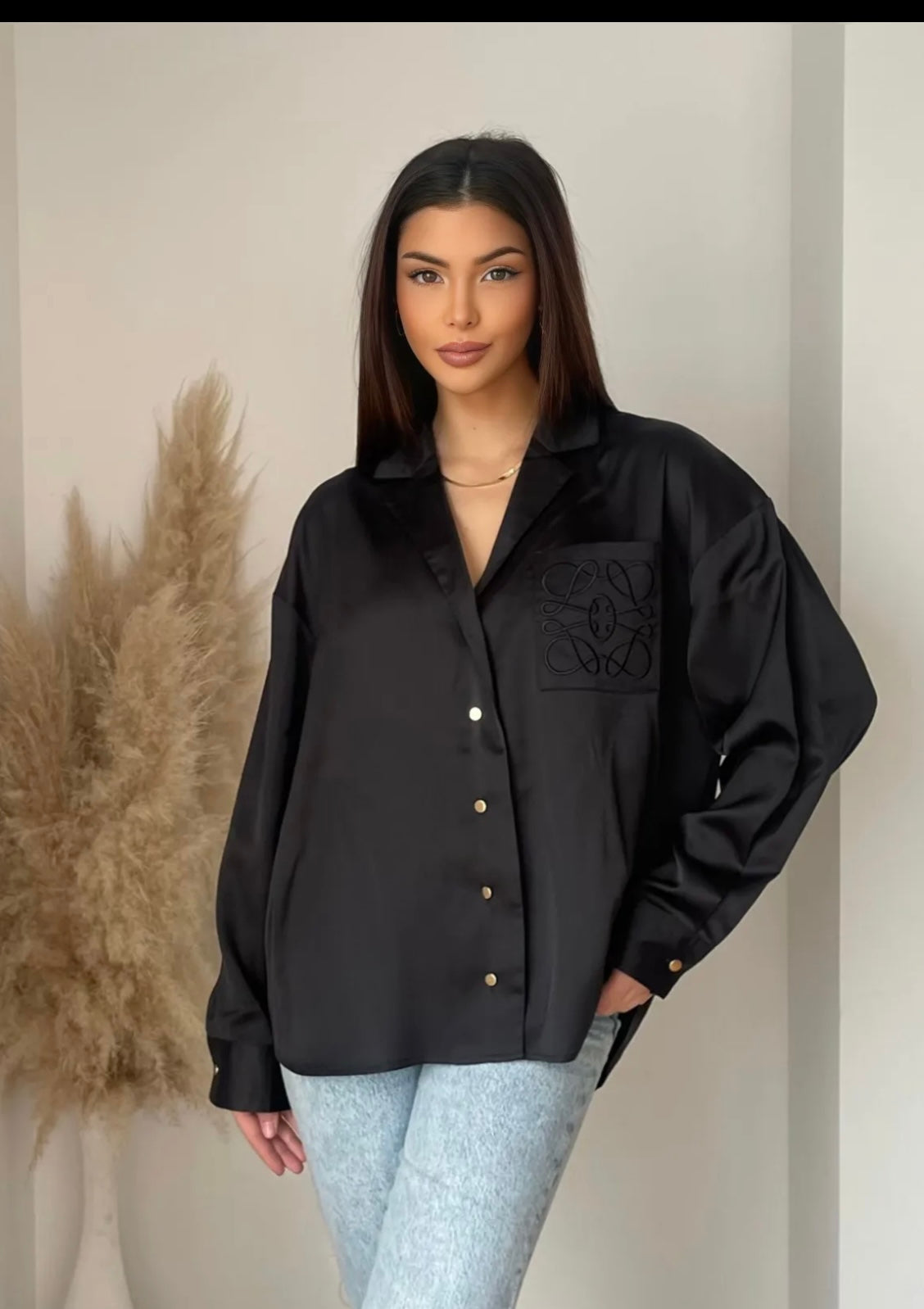LOEVE INSPIRED BLACK SATIN SHIRT