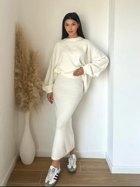 WINTER SKIRT CO ORD (white)