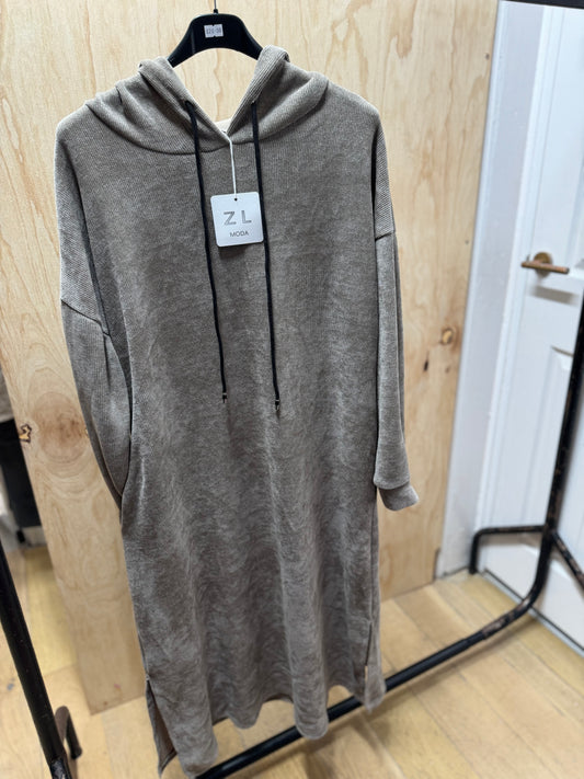 VELVET TOUCH HOODIE DRESS W pocket