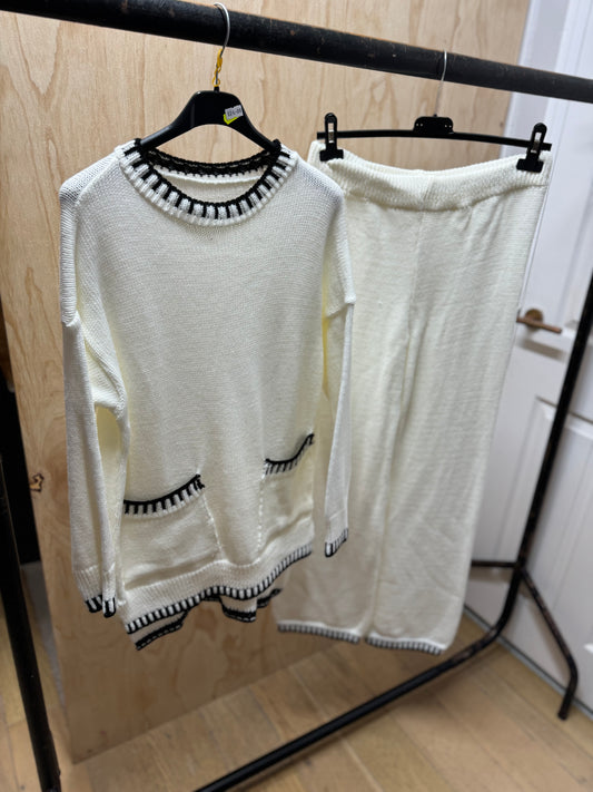 DOUBLE POCKET CO ORD FRONT(White)