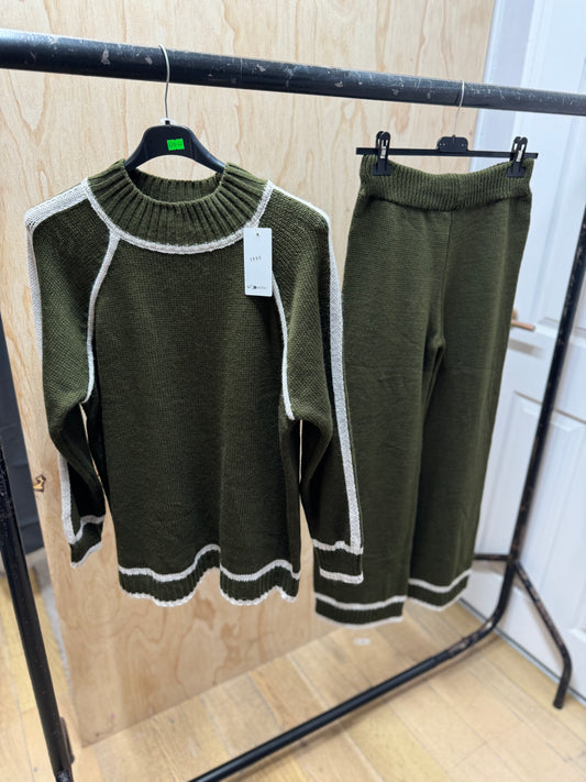 HIGH NECK CO ORD (Olive green)