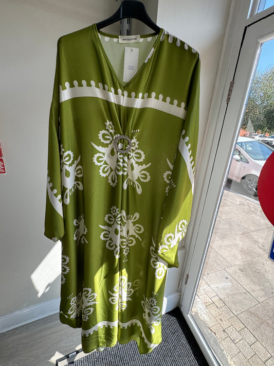 LIGHT GREEN SATIN BELLY BUTTON MAXI ABAYA DRESS