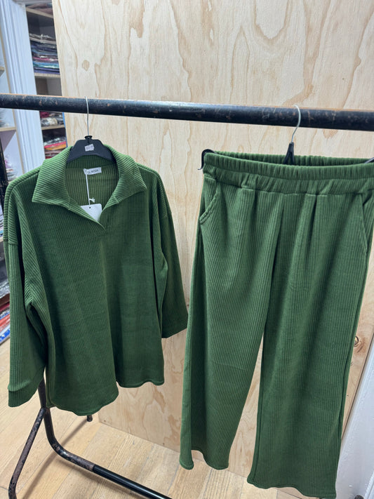 CORDUROY COLLARED CO ORD (Green)