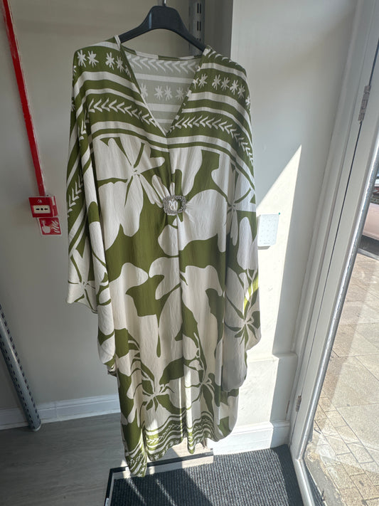 LINEN BELLY BUTTON MAXI ABAYA DRESS
