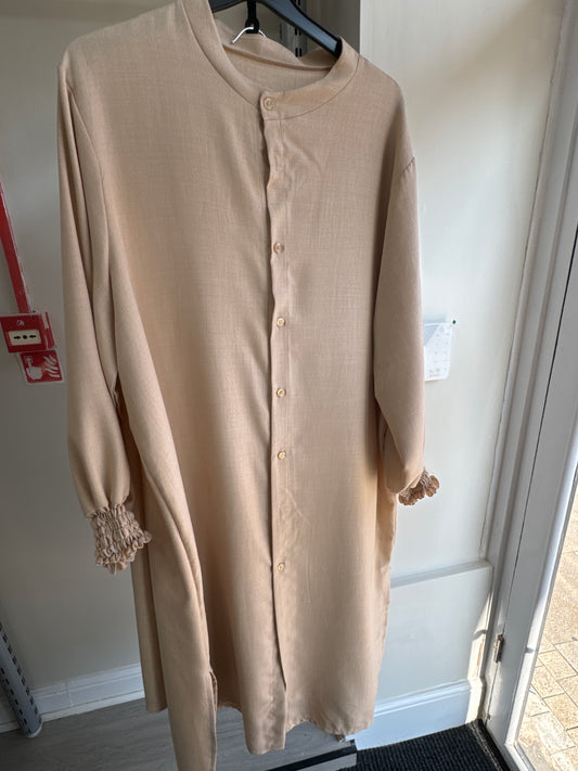 BEIGE COLOUR LONG CO ORD WITH CUFFED SLEEVES