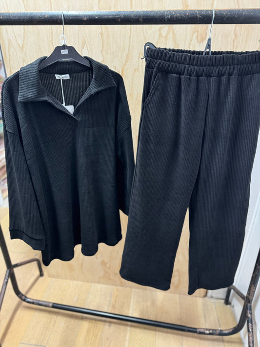 CORDUROY COLLARED CO ORD (Black)