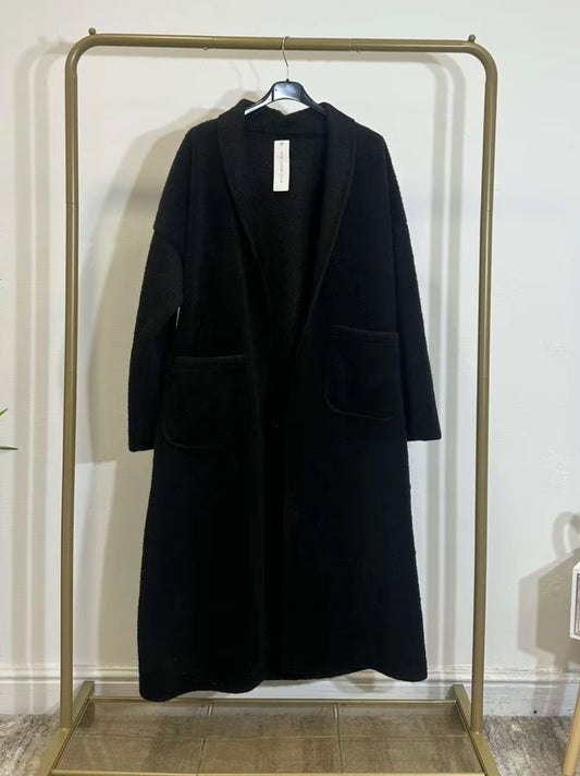 OVERSIZED FLUFFY CARDIGAN(BLACK)