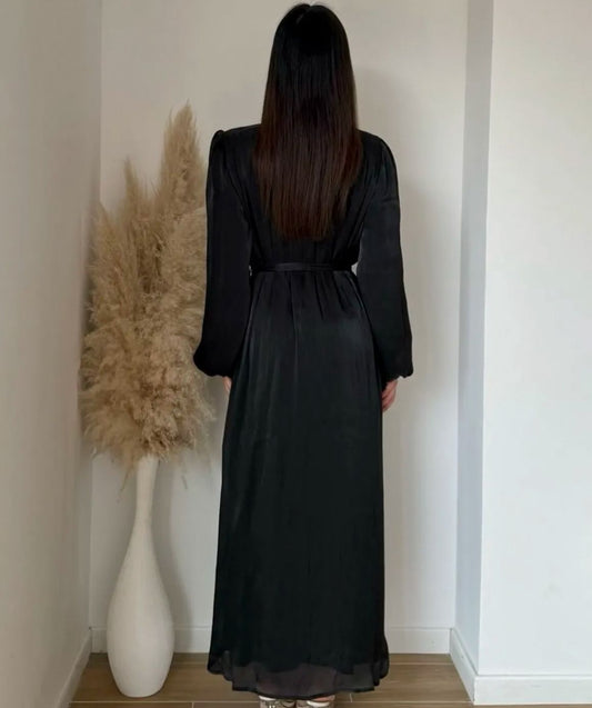 SUPER SOFT ROBES MATERIAL BLACK DRESS
