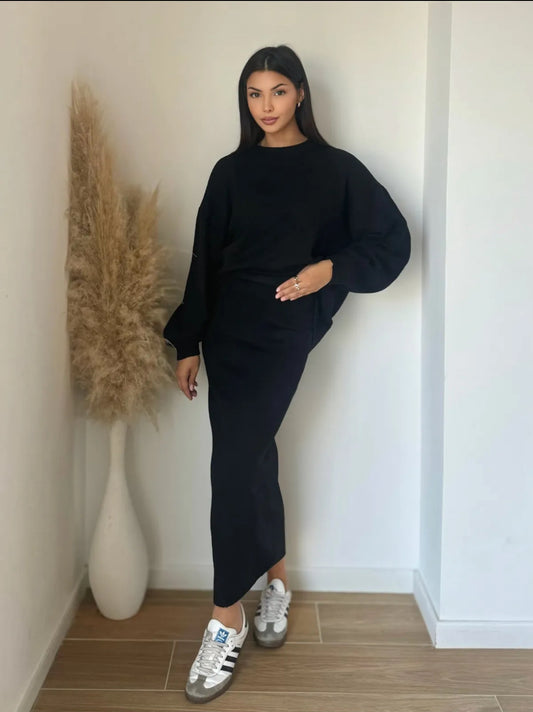 WINTER SKIRT CO ORD (BLACK)