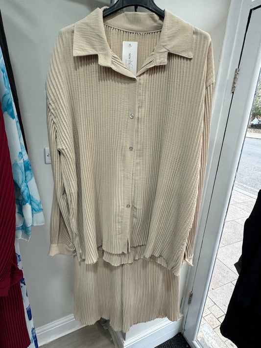 Cotton Pleated Shirt Co-Ord
