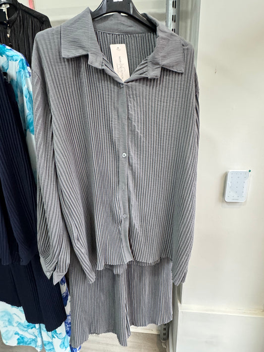 Cotton Pleated Shirt Co-Ord