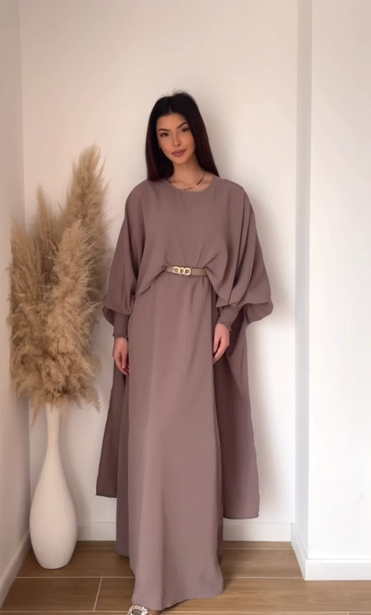 DRESS WITH CAPE SET AND BELT